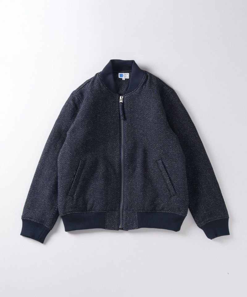 Herringbone Tweed Denim Bomber Jacket